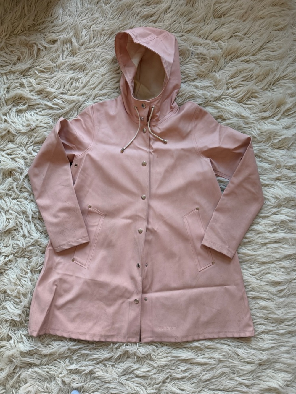 Stutterheim Pink Hooded Trench Raincoat